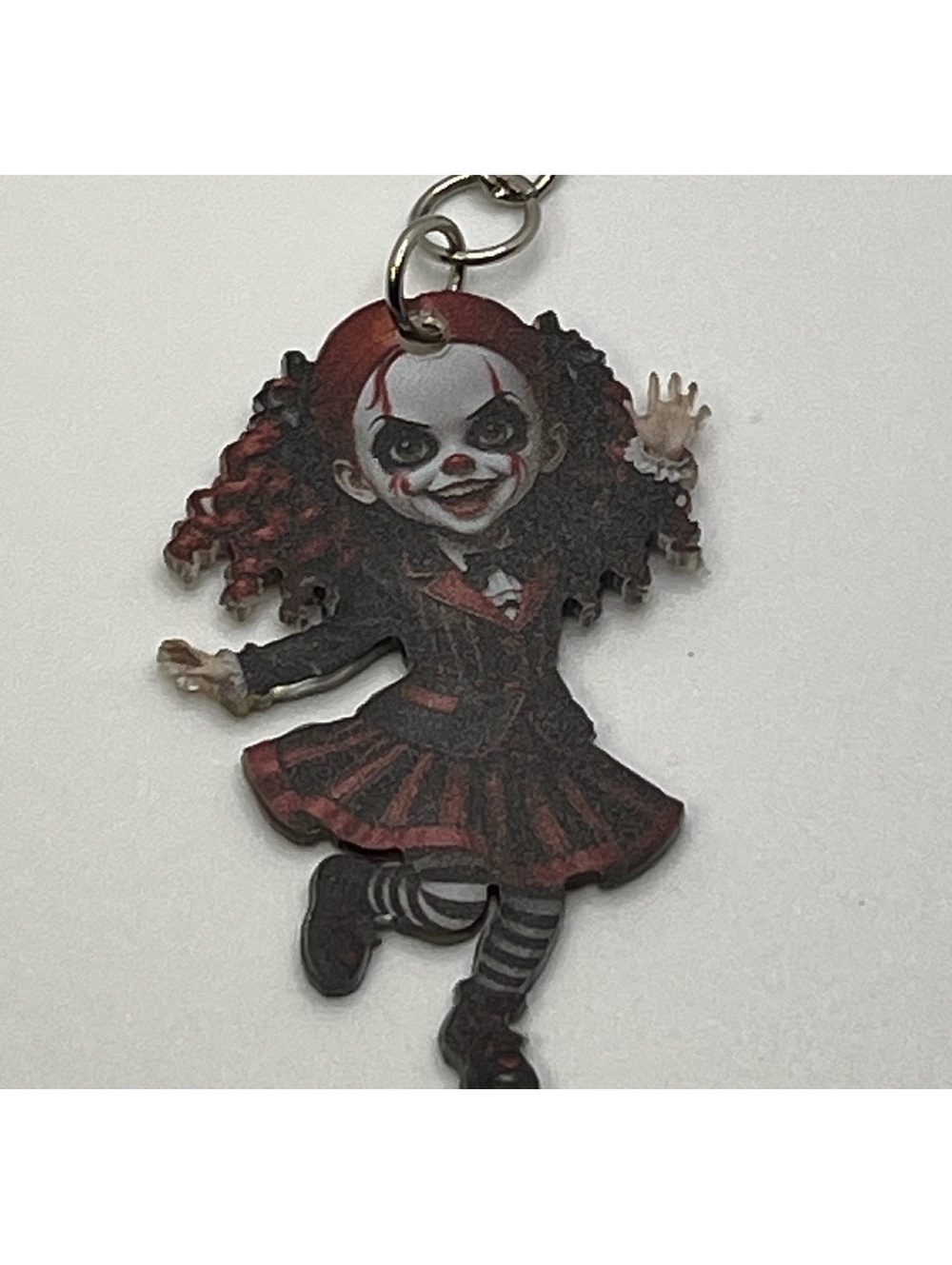 Spooky Cute Dancing Clown Girl Keychain Charm